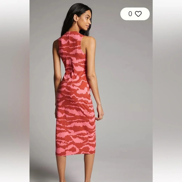 COREY LYNN CALTER ANTHROPOLOGIE Nicolette Pink and Red Midi Sleeveless Dress - Picture 2 of 9